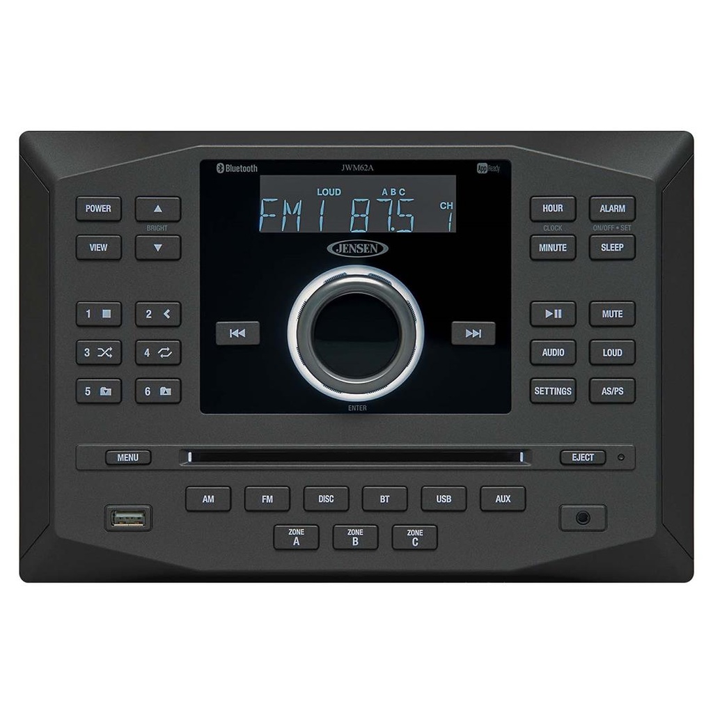 JENSEN, Wall Mount Stereo System, 10.5